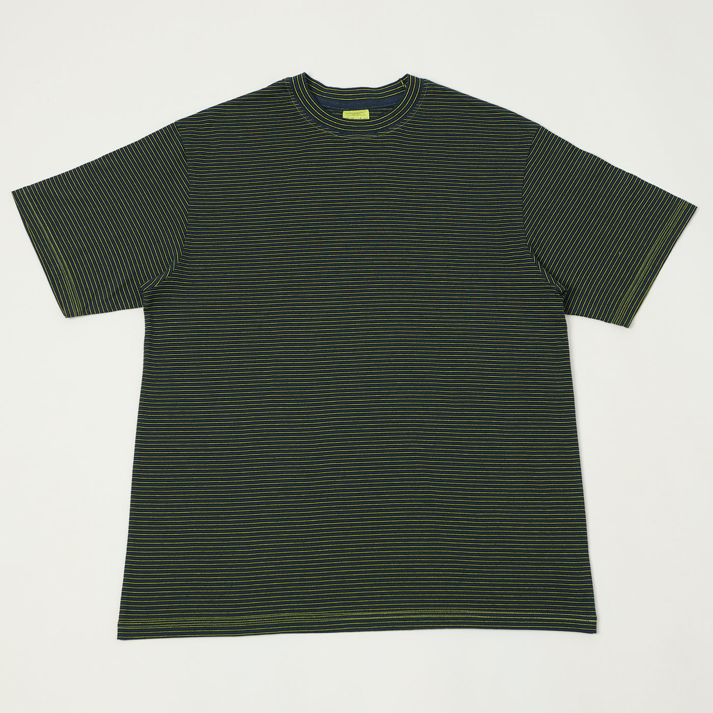 Yonetomi 'New Basic' Garment Dyed Stripe T-Shirt - Navy