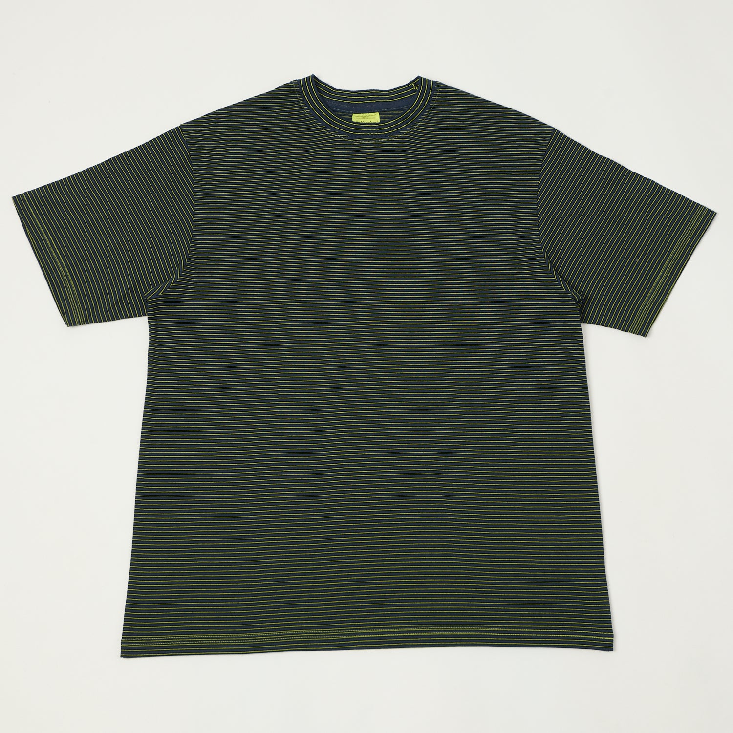 Yonetomi 'New Basic' Garment Dyed Stripe T-Shirt - Navy