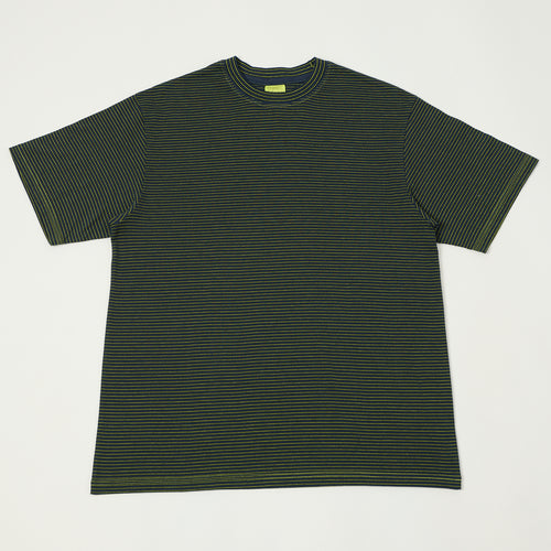 Yonetomi 'New Basic' Garment Dyed Stripe T-Shirt - Navy