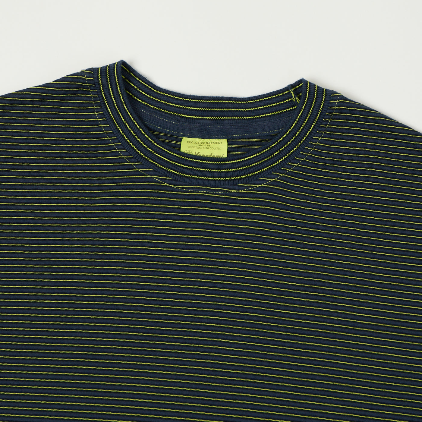 Yonetomi 'New Basic' Garment Dyed Stripe T-Shirt - Navy
