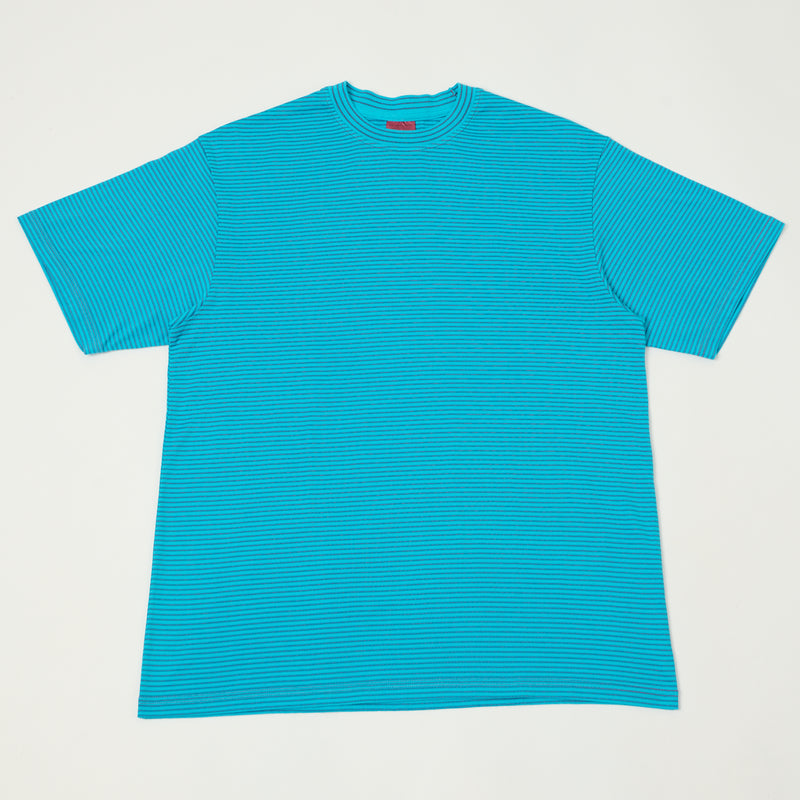 Yonetomi New Basic S/S Stripe T-Shirt - Blue
