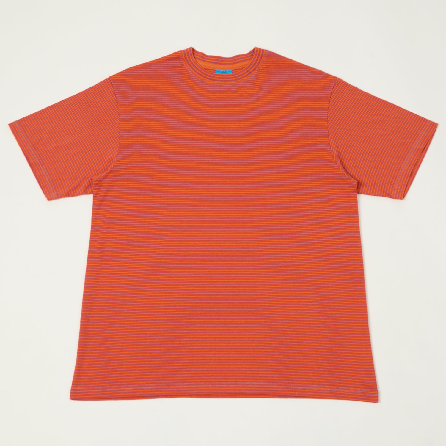 Yonetomi 'New Basic' Garment Dyed Stripe T-Shirt - Orange