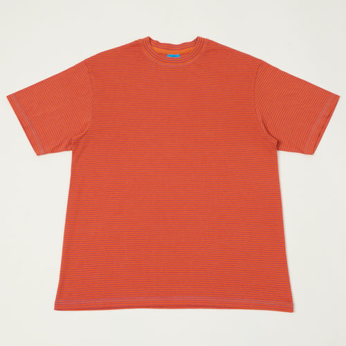 Yonetomi 'New Basic' Garment Dyed Stripe T-Shirt - Orange