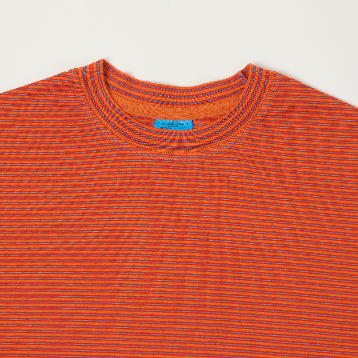 Yonetomi 'New Basic' Garment Dyed Stripe T-Shirt - Orange