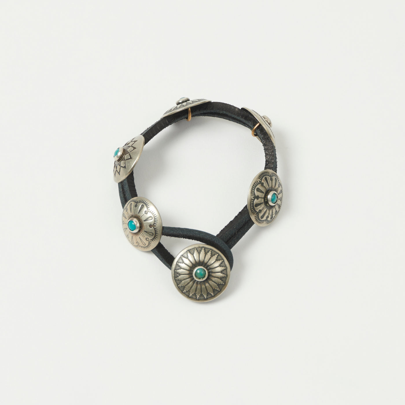 Yuketen Leather Bracelet w/ Concho - Black