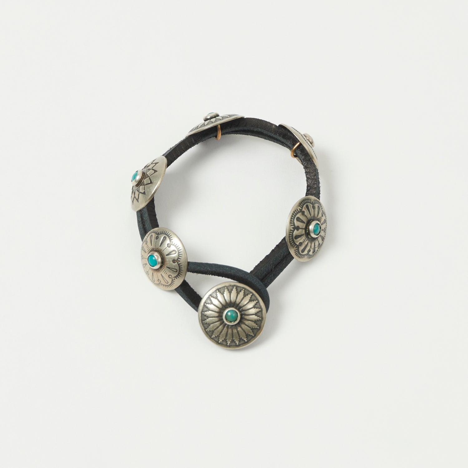 Yuketen Leather Bracelet w/ Concho - Black