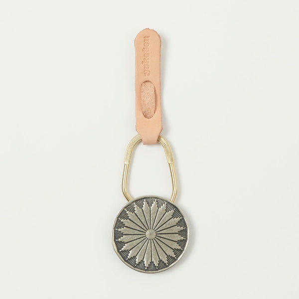 【CALEE】　concho keyring SV925 CALEE - SILVER STAR CONCHO LEATHER KEY RING (BLACK