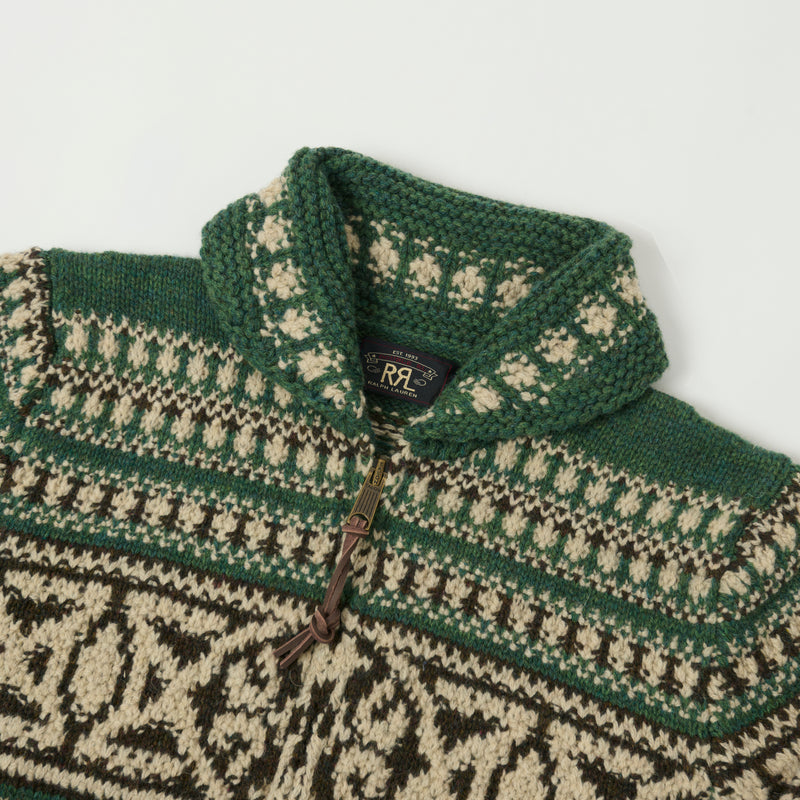 RRL Wool Full-Zip Cardigan - Green