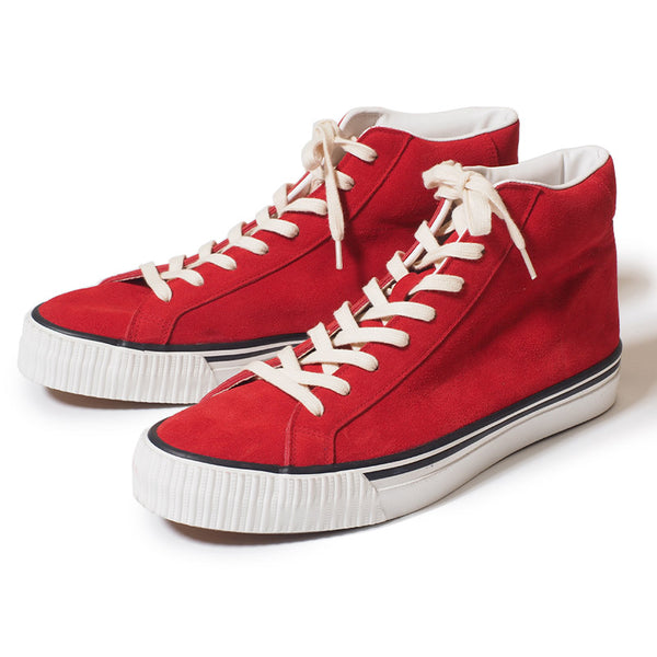 Warehouse 3401 High Top Suede Sneaker - Red