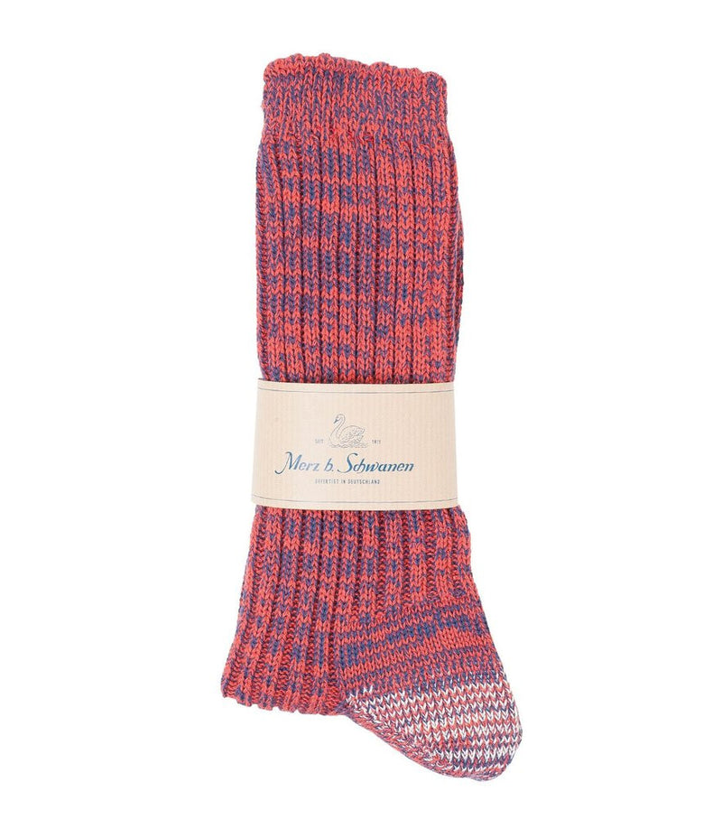 Merz b. Schwanen 271 Cotton Socks - Navy/Red