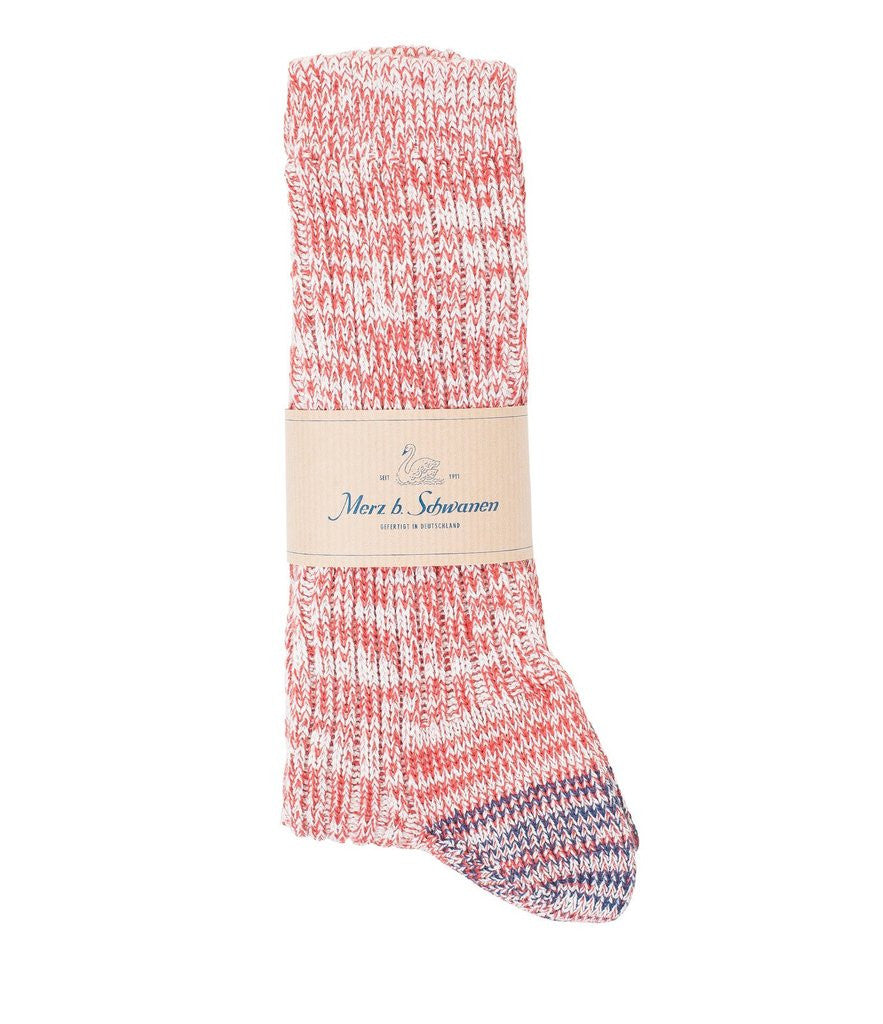 Merz b. Schwanen 271 Cotton Sock - Red Melange
