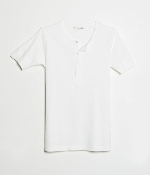 Merz b. Schwanen 207 Short Sleeve Henley - White