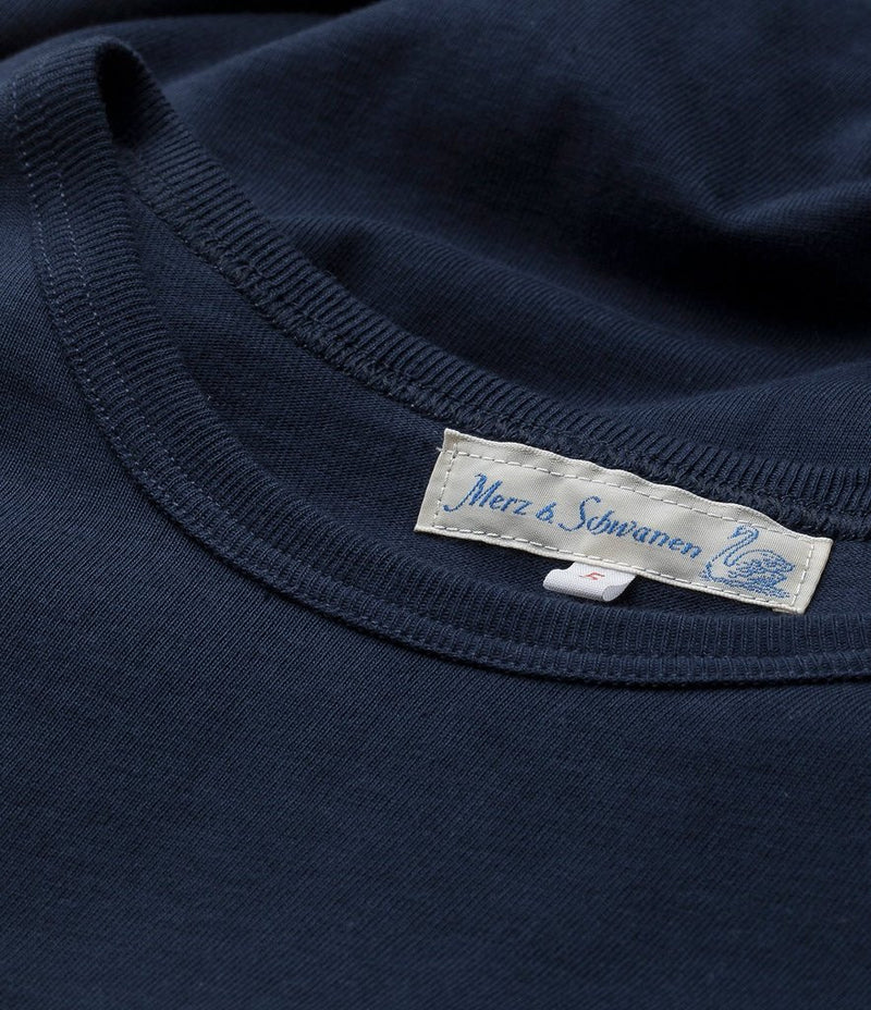 Merz b. Schwanen 215 Classic Crew Neck Tee - Ink Blue