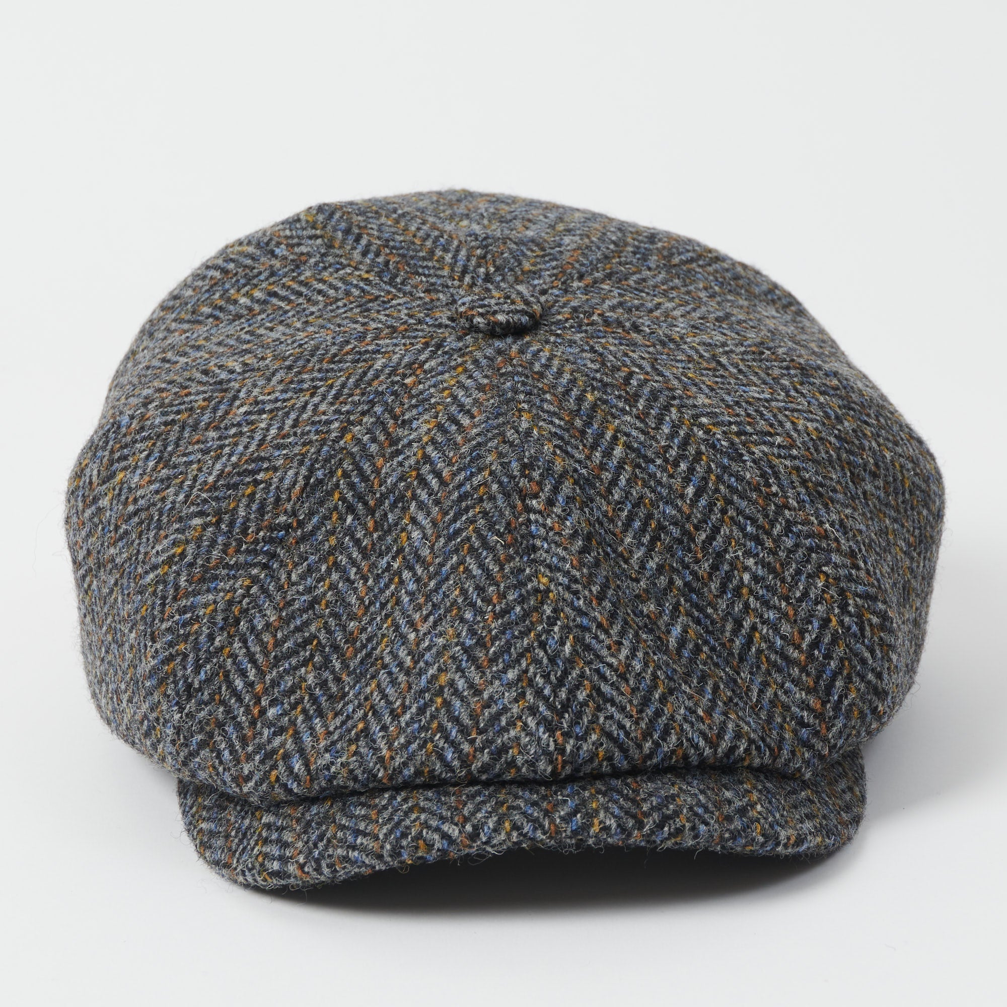 Stetson Hatteras Harris Tweed Flat Cap - Blue/Grey