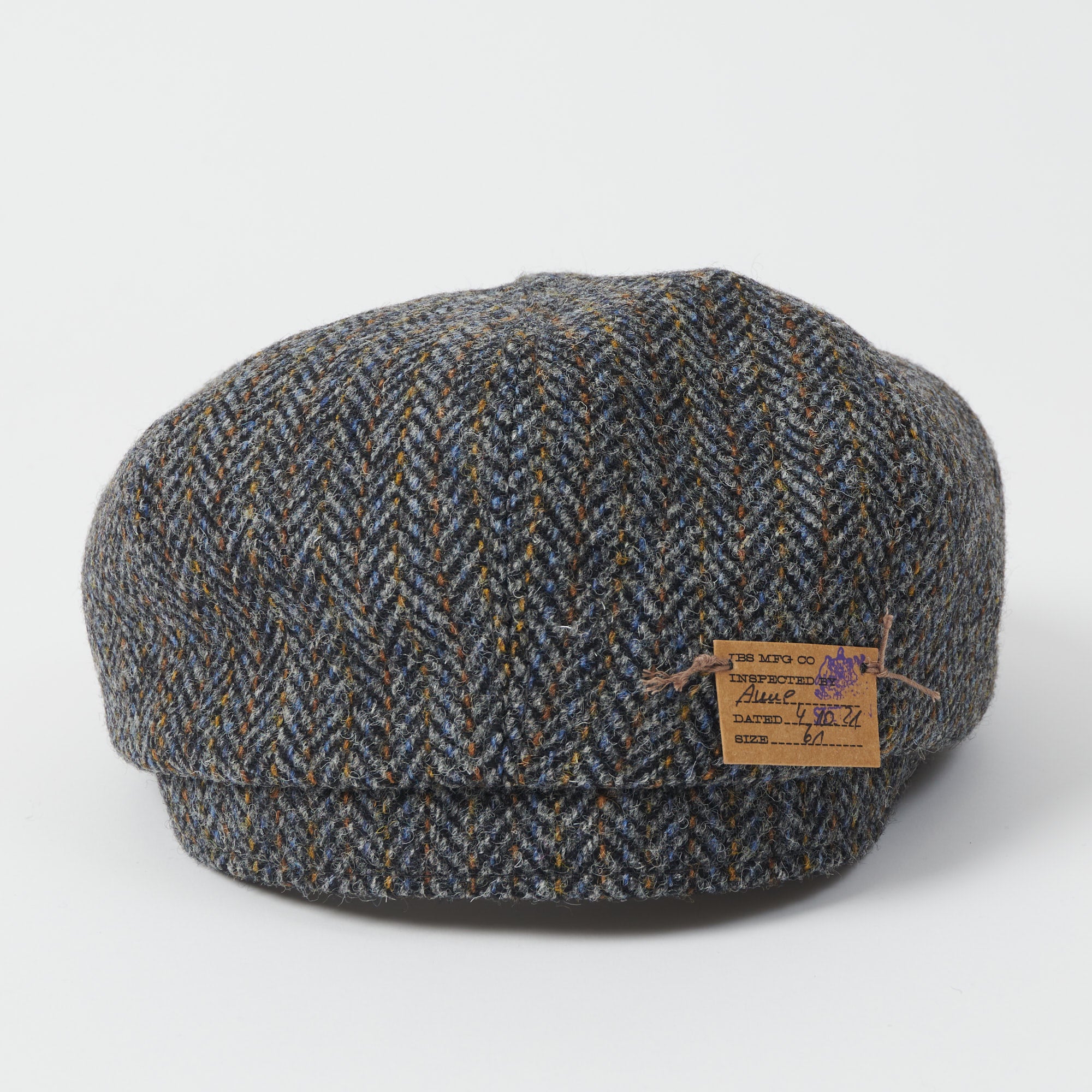 Stetson Hatteras Harris Tweed Flat Cap - Blue/Grey