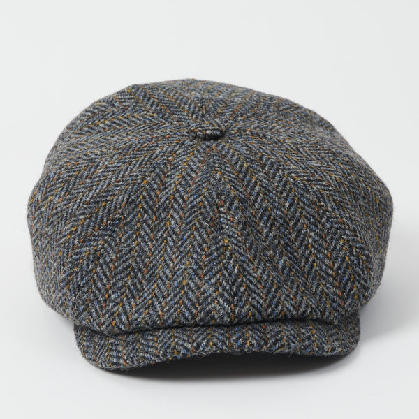 Stetson 6840511-323 Hatteras Harris Tweed Flat Cap - Blue/Grey