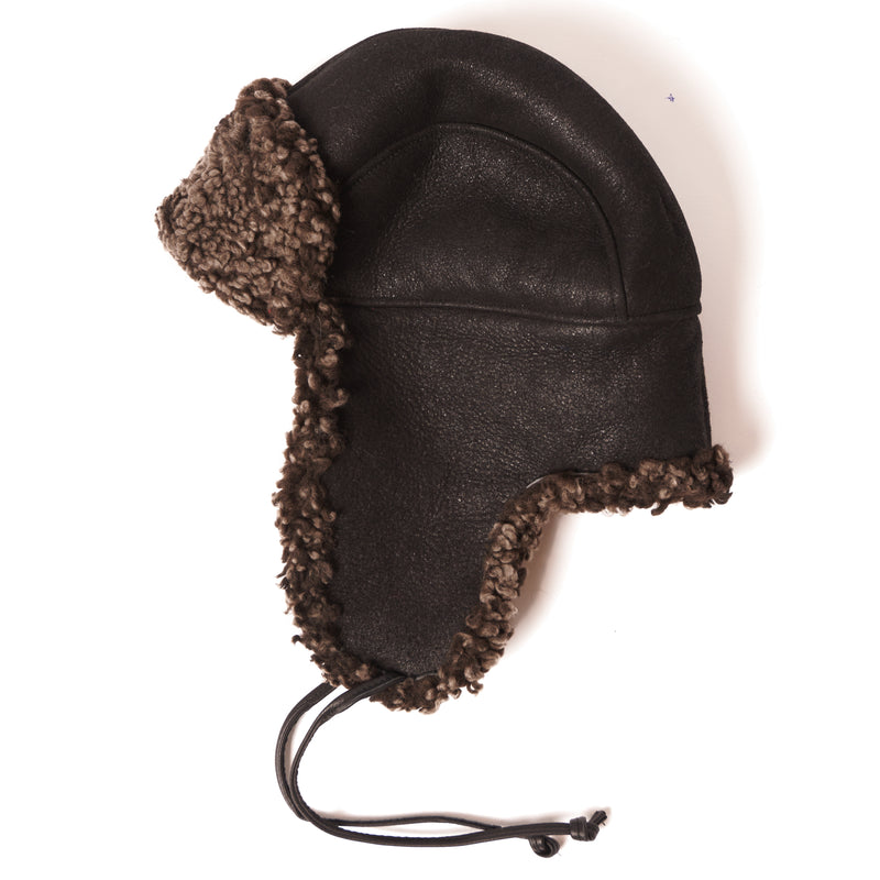 Crown Cap 2-86319 'Cole' Shearling Aviator Cap - Frosted Black