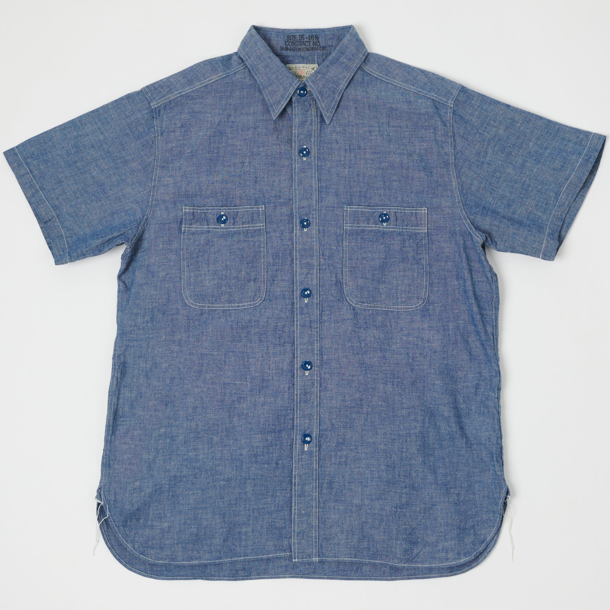 Buzz Rickson's BR35856 S/S Chambray Shirt - Blue | Son of a Stag