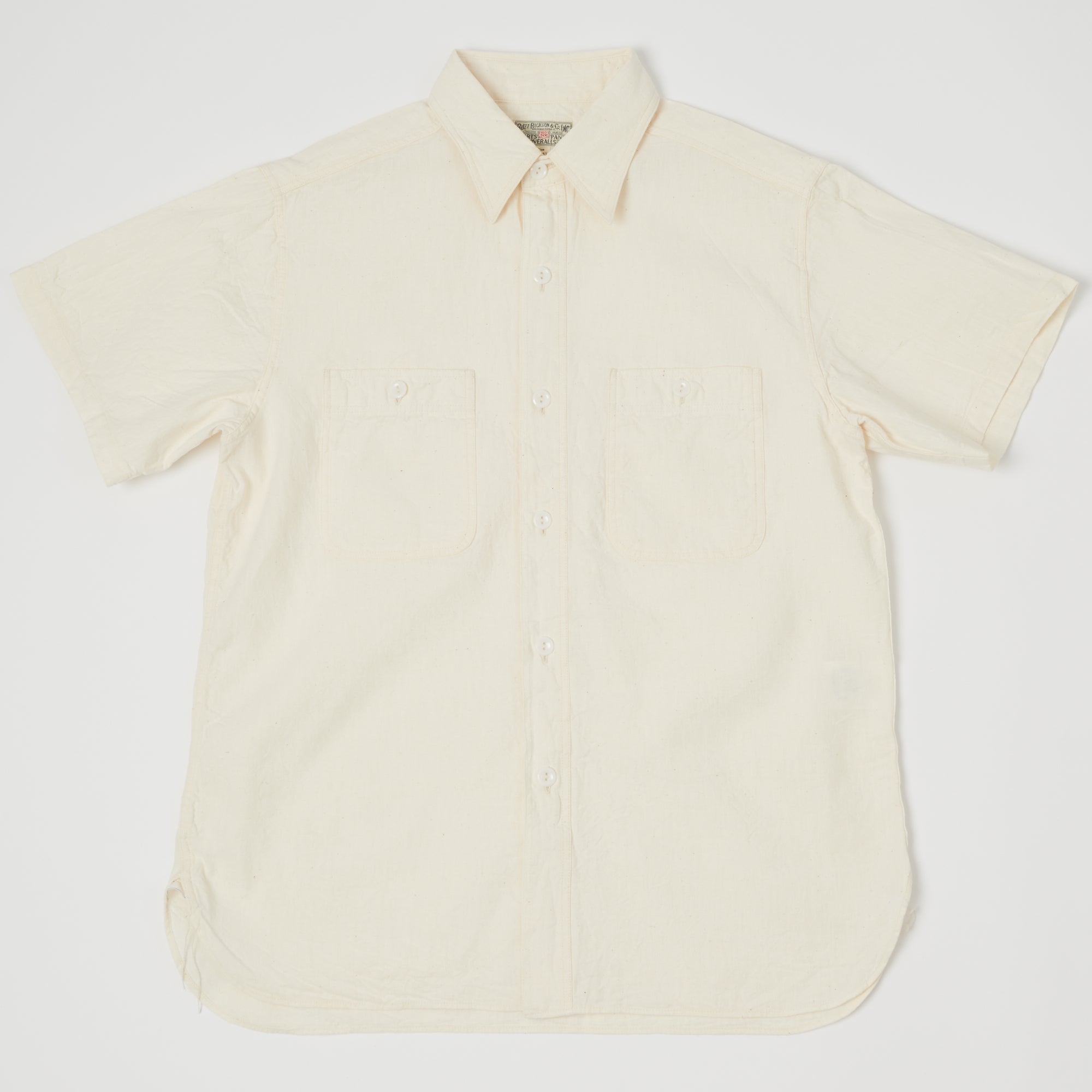 Buzz Rickson's Short Sleeve Chambray Shirt - White