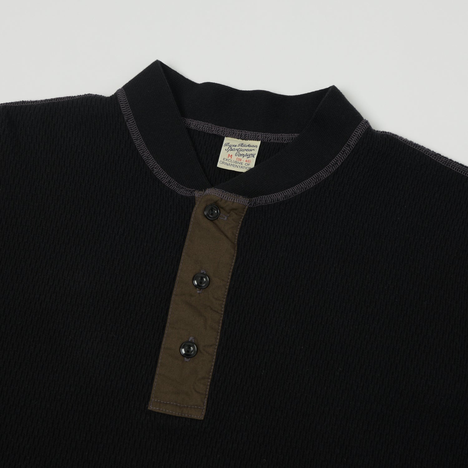 Buzz Rickson's Long Sleeve Thermal Henley - Black
