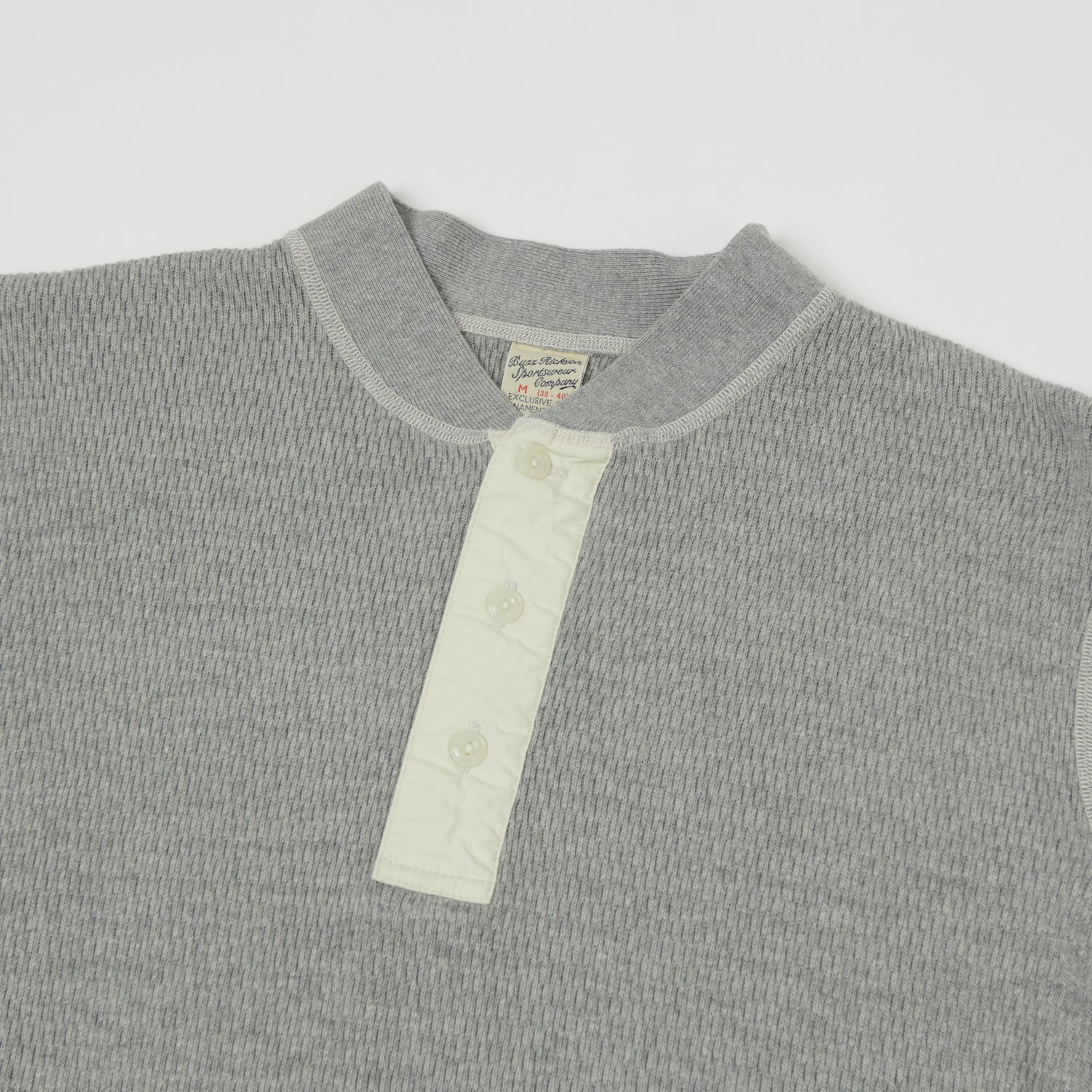 Buzz Rickson's Long Sleeve Thermal Henley - Heather Grey