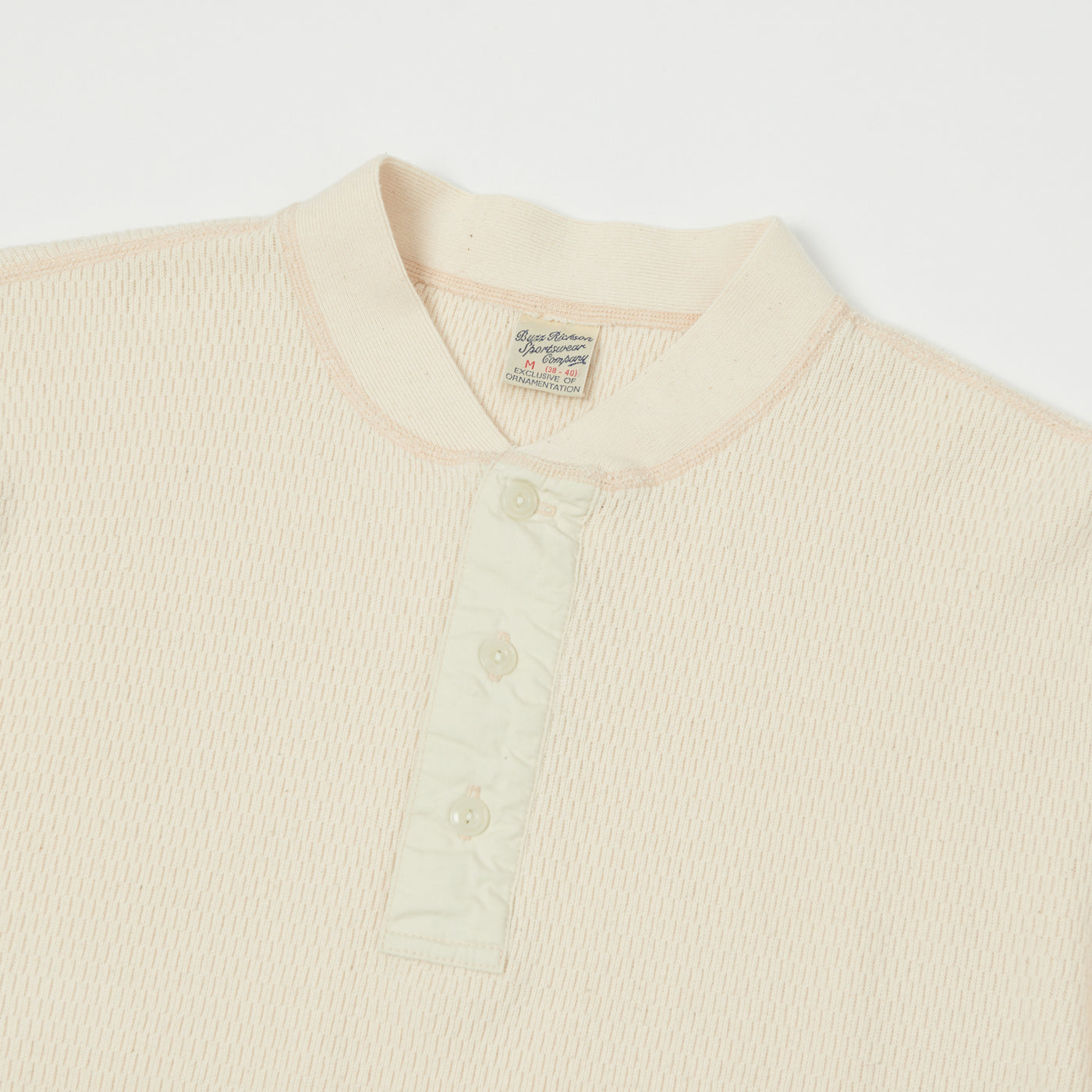Buzz Rickson's Long Sleeve Thermal Henley - Natural