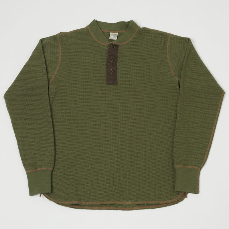 Buzz Rickson's Long Sleeve Thermal Henley Olive - Main Image