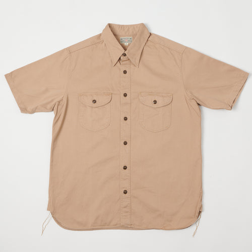 Buzz Rickson's Short Sleeve Herringbone Work Shirt - Beige