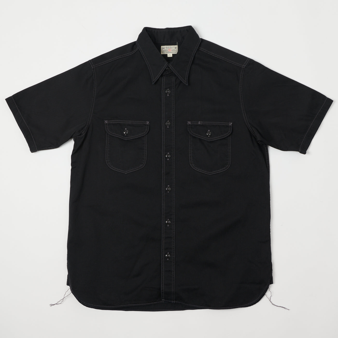 Buzz Rickson's Short Sleeve Herringbone Work Shirt - Black
