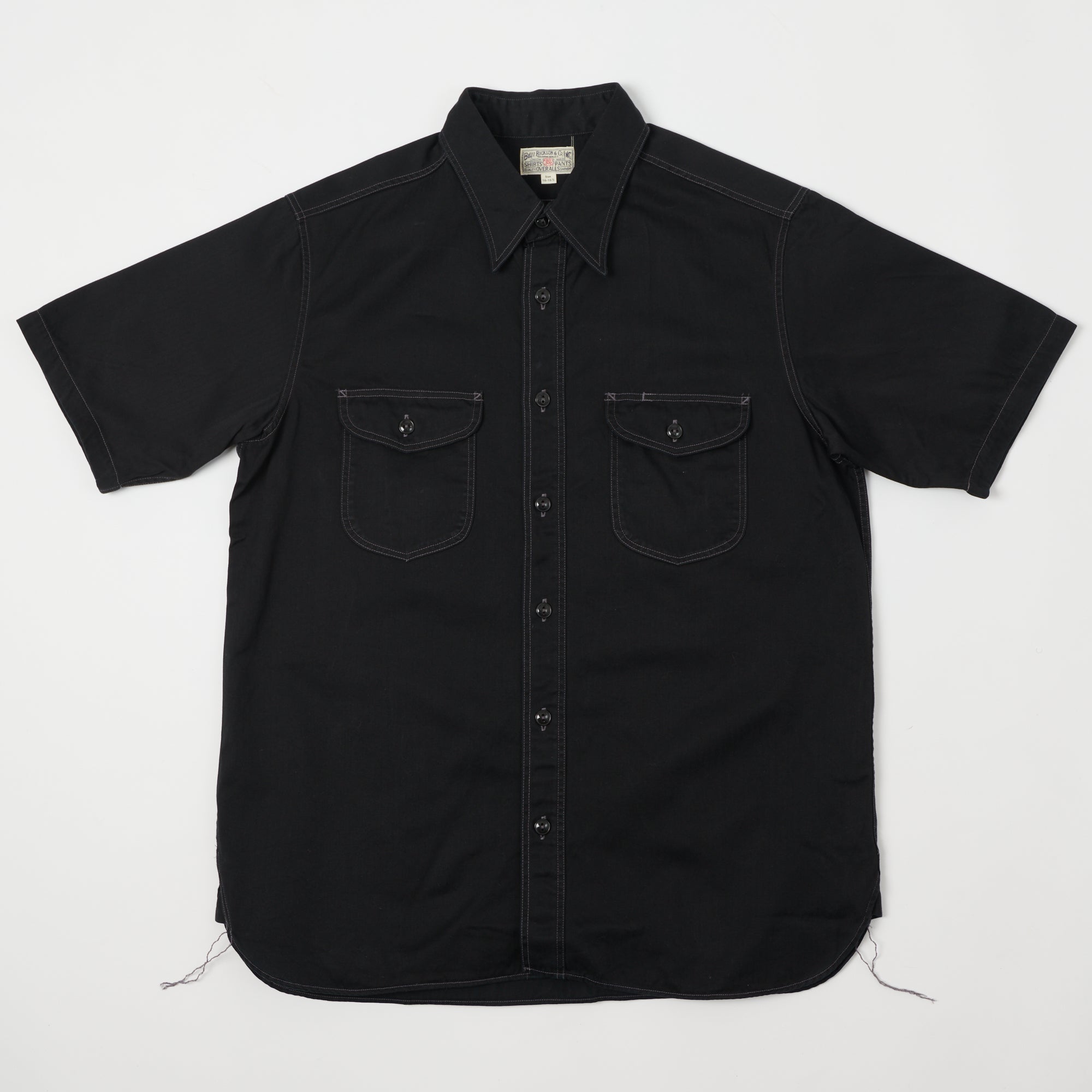 Buzz Rickson's Short Sleeve Herringbone Work Shirt - Black
