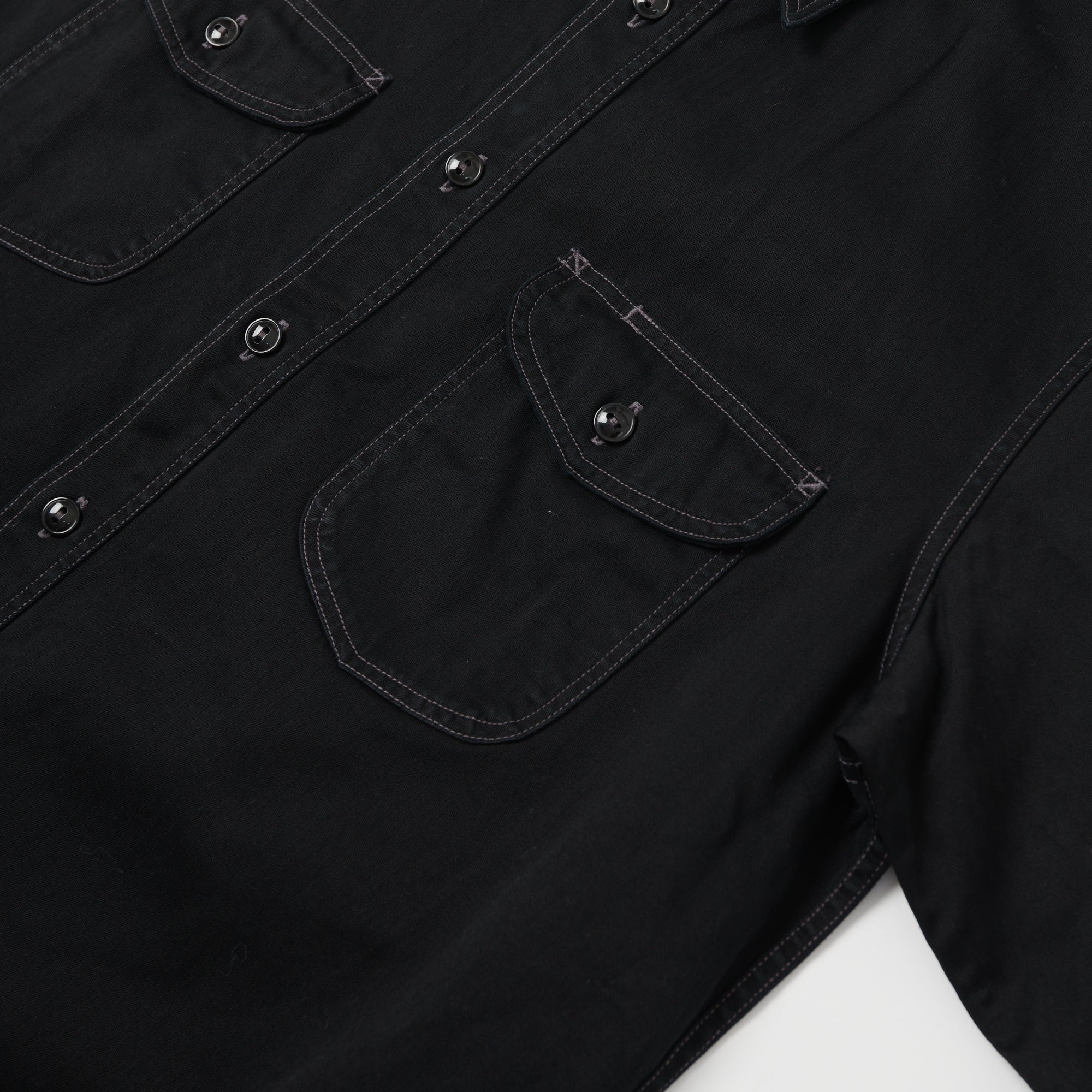 Buzz Rickson's Short Sleeve Herringbone Work Shirt - Black