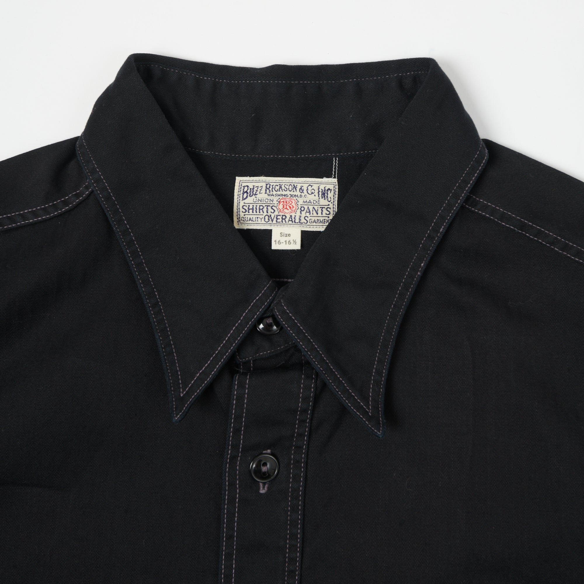 Buzz Rickson's Short Sleeve Herringbone Work Shirt - Black