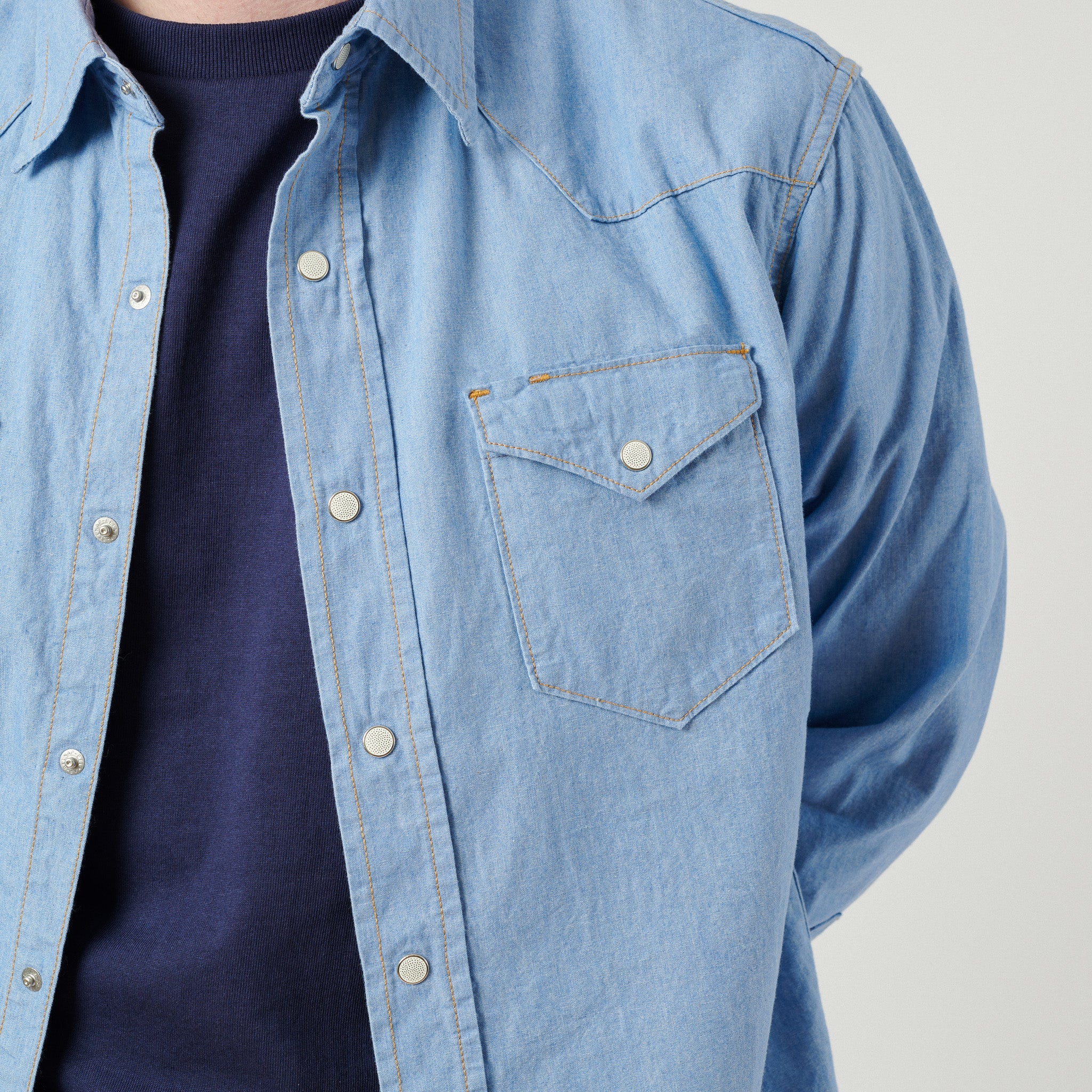 Dubbleworks Lot. 43001 Chambray Western Shirt - Sax Blue