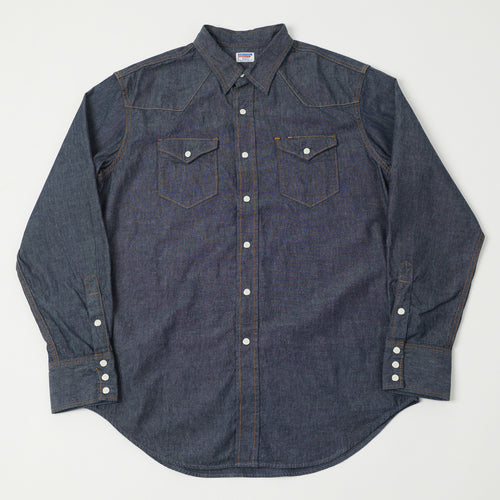 Dubbleworks Lot. 43001 Chambray Western Shirt - Navy Blue