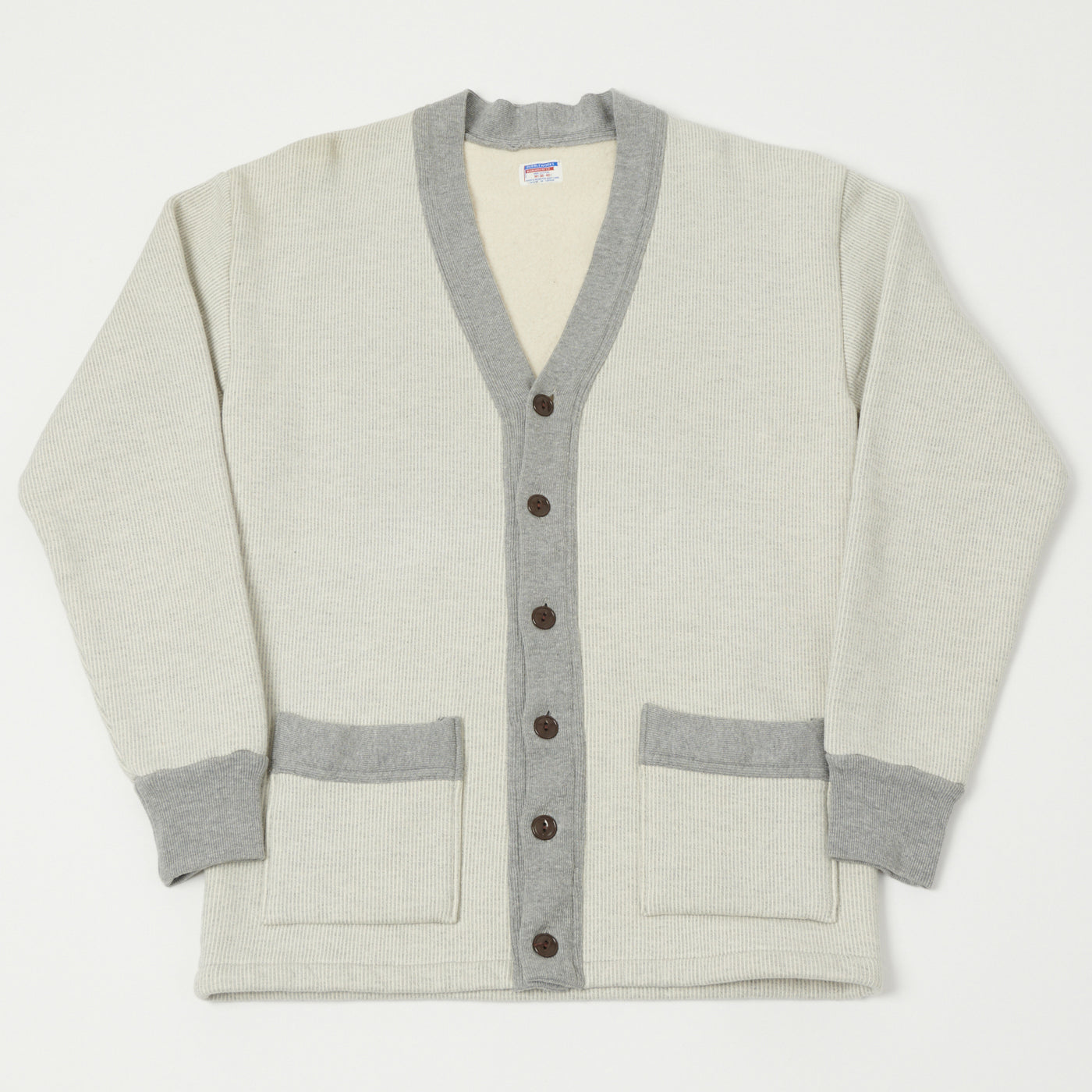 Dubbleworks Striped Sweat-Cardigan - Grey