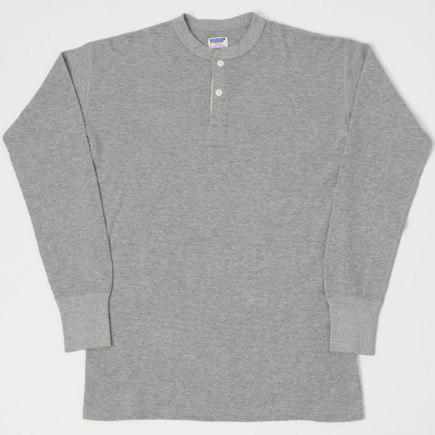 Dubbleworks Long Sleeve Thermal Henley - Heather Grey