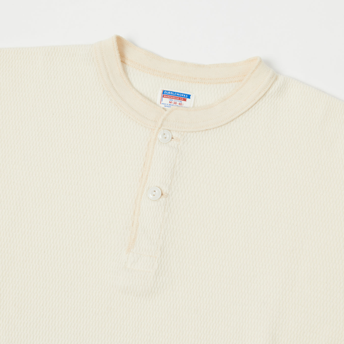 Dubbleworks Long Sleeve Thermal Henley - Off White