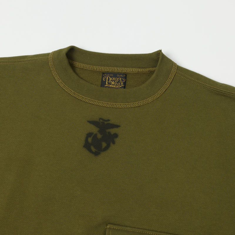 Freewheelers 'USMC Devil Dog' Set-in Sleeve Pocket Sweatshirt - Olive