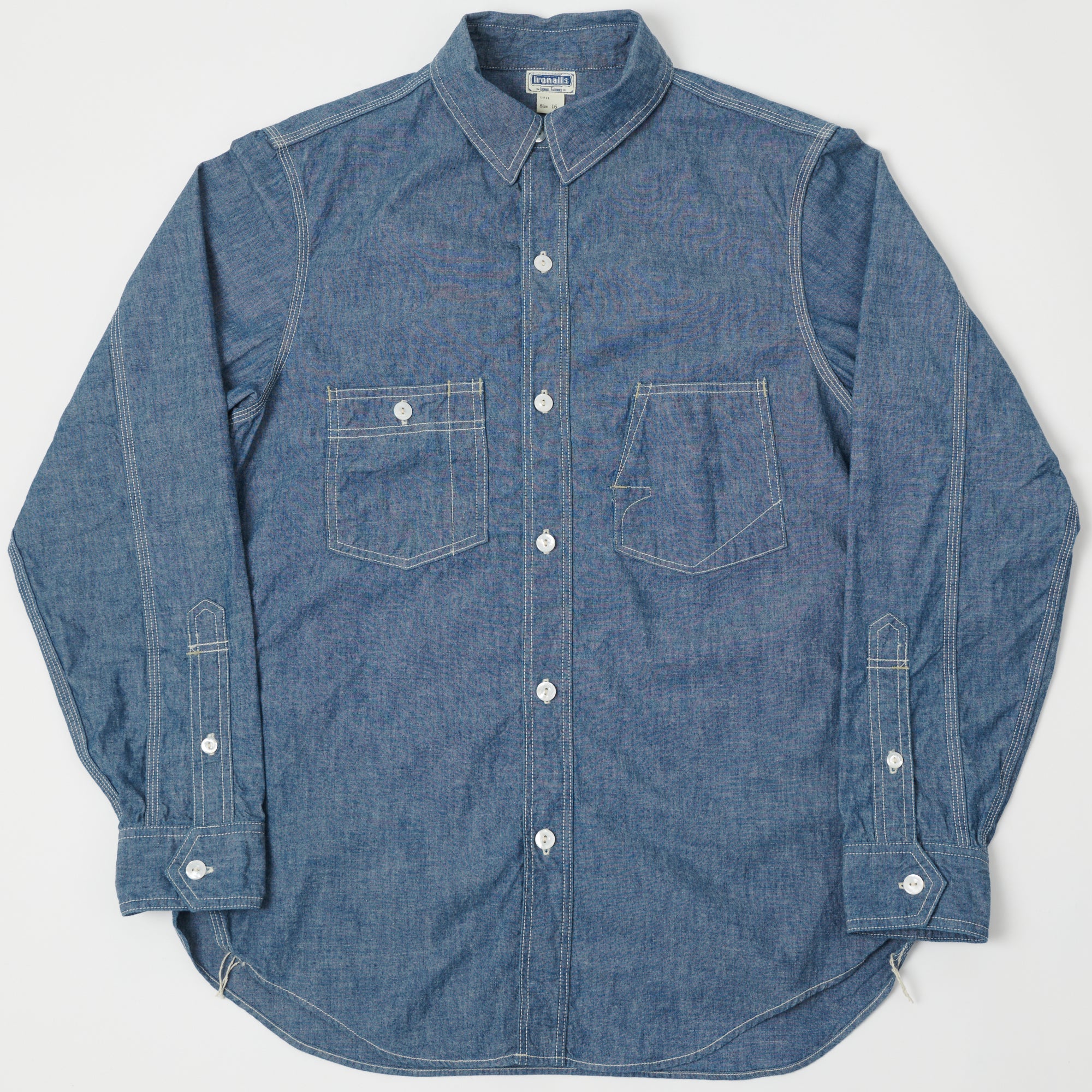 Freewheelers & Co Ironalls Long Sleeve Work Shirt - Indigo Chambray