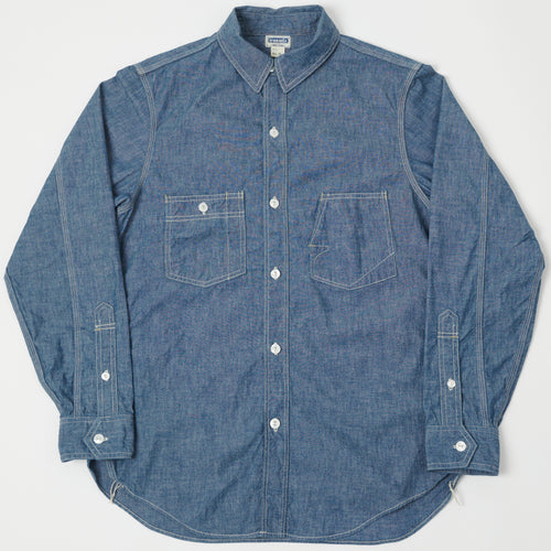 Freewheelers & Co Ironalls Long Sleeve Work Shirt - Indigo Chambray