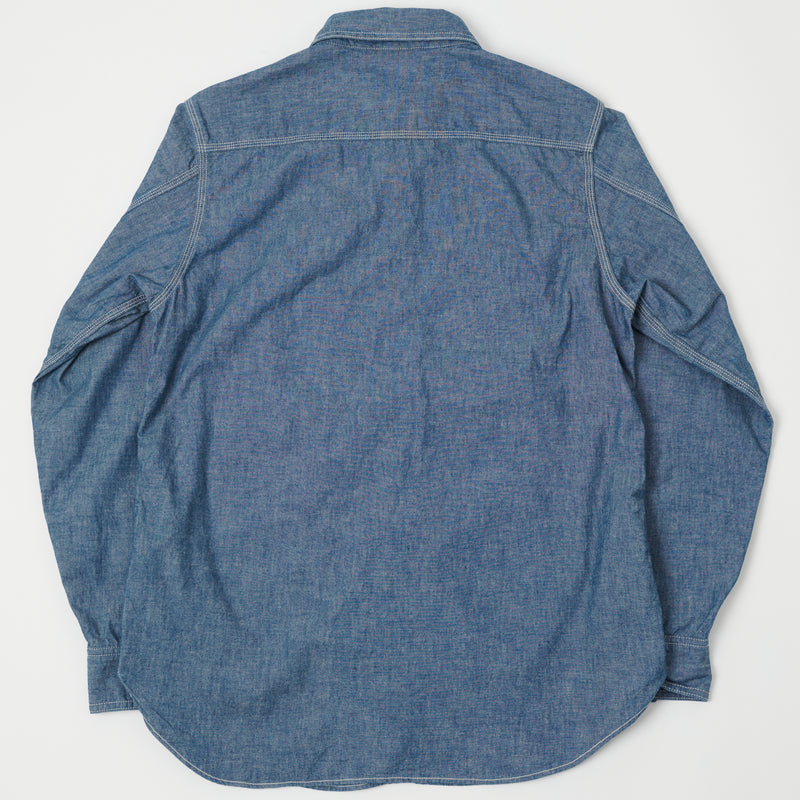 Freewheelers 2223006 'The Ironall' Long Sleeve Work Shirt - Indigo Chambray