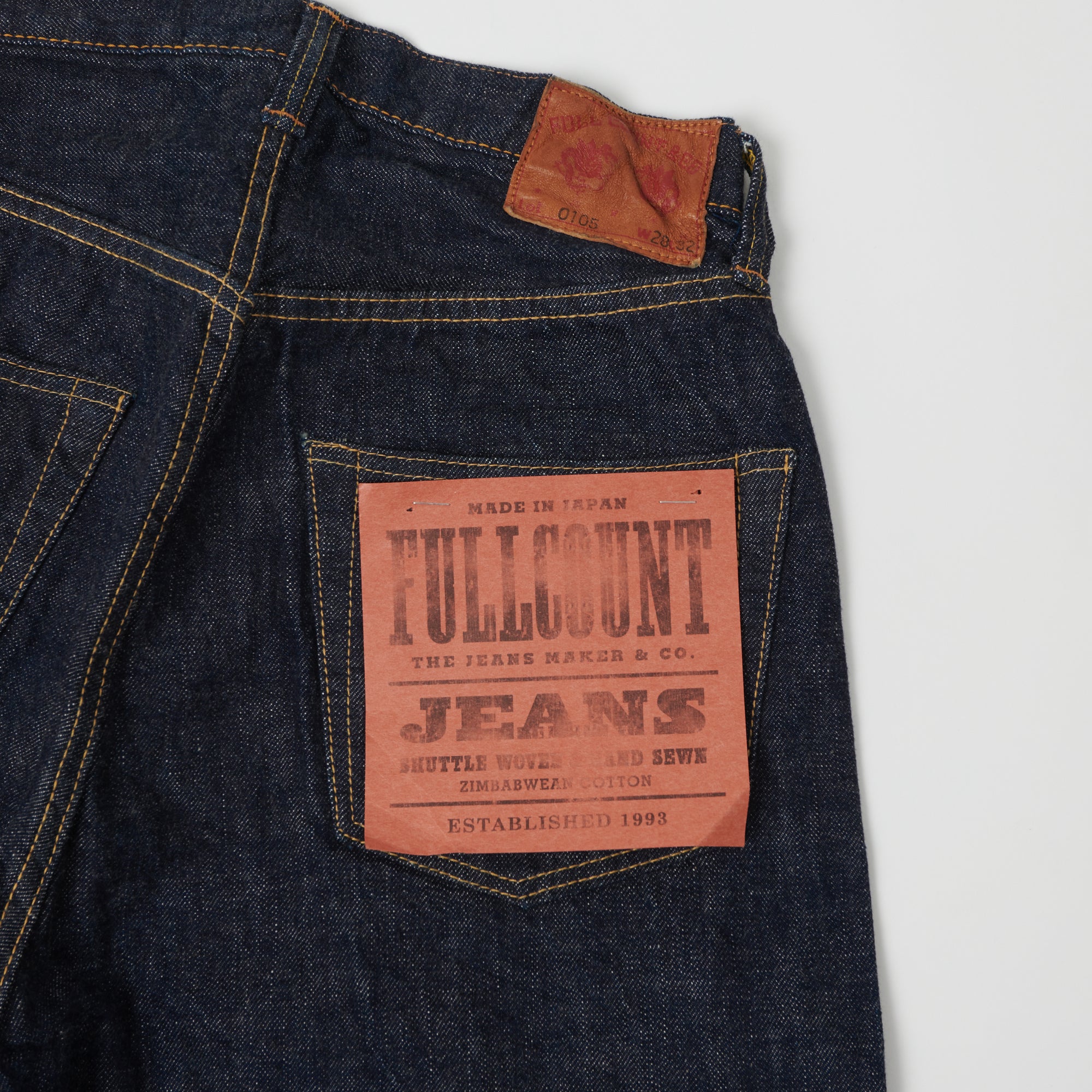 FULLCOUNT 0105 13.7oz Wide Straight Jean - One Wash