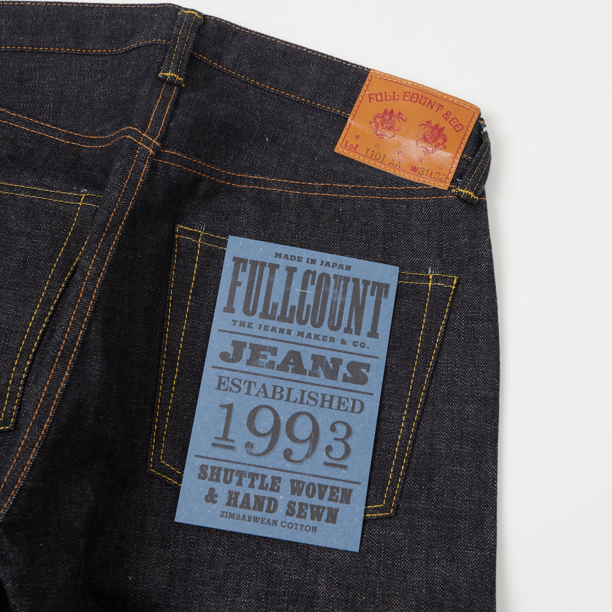 FULL COUNT & CO Lot 1101 W32 L36 デニム FULLCOUNT 1101XX 15.5oz Loose Straight Jean - Raw – SON OF A STAG