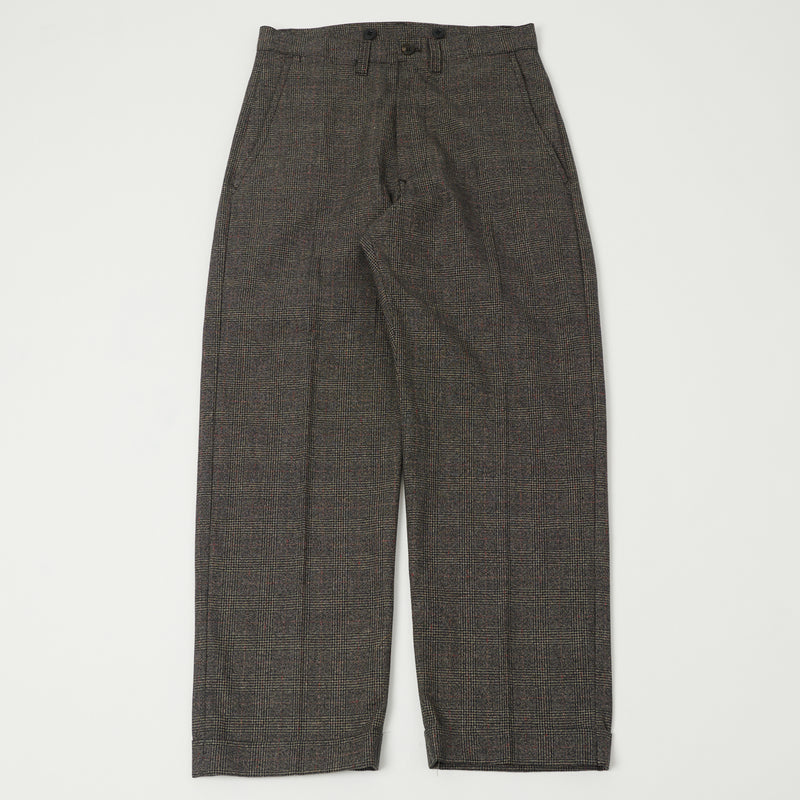 Full Count 1128 Schonherr Weaving Cloth Farmers Trouser - Brown Check