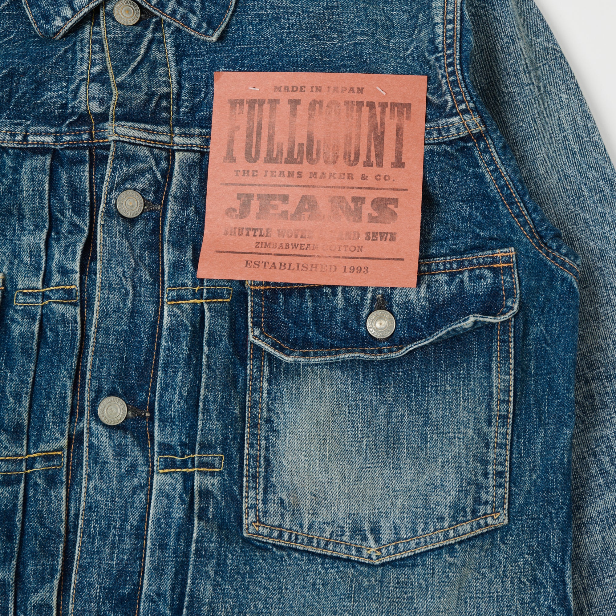 FULLCOUNT 2102 13.7oz Type II Denim Jacket - 'More Than Real' Wash