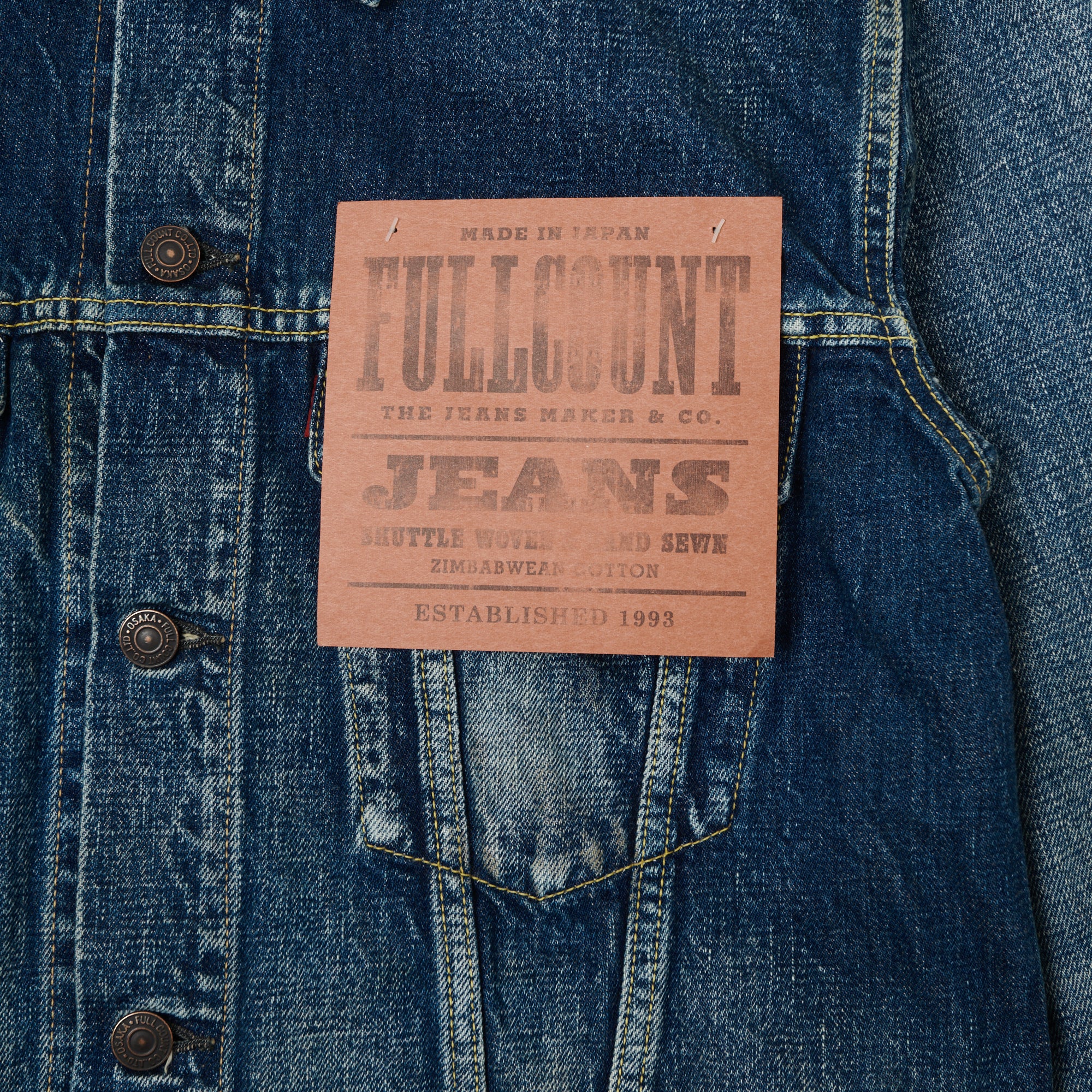 FULLCOUNT 2101 13.7oz Type III Denim Jacket - 'More Than Real' Wash