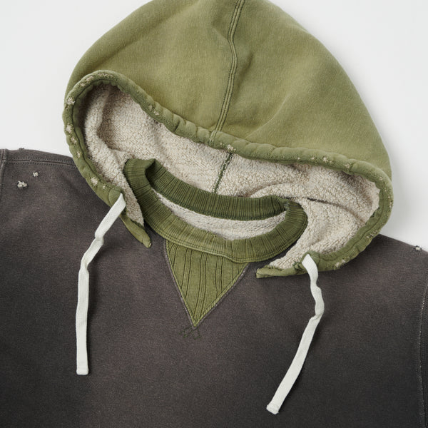 Full Count 3752 'After Hood' Two-tone Bronzed Hoodie - Ink Black/Olive