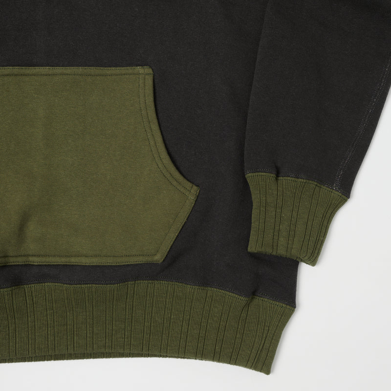 Full Count 3752 'After Hood' Two-tone Hoodie - Ink Black/Olive