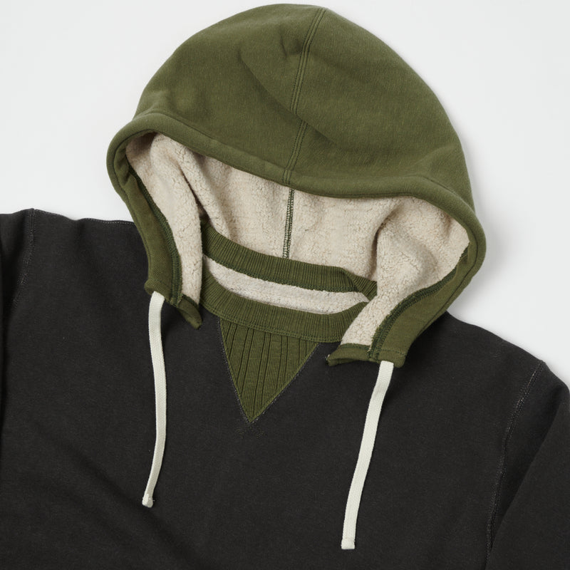 Full Count 3752 'After Hood' Two-tone Hoodie - Ink Black/Olive