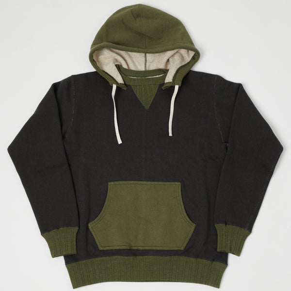 Full Count 3752 'After Hood' Two-tone Hoodie - Ink Black/Olive